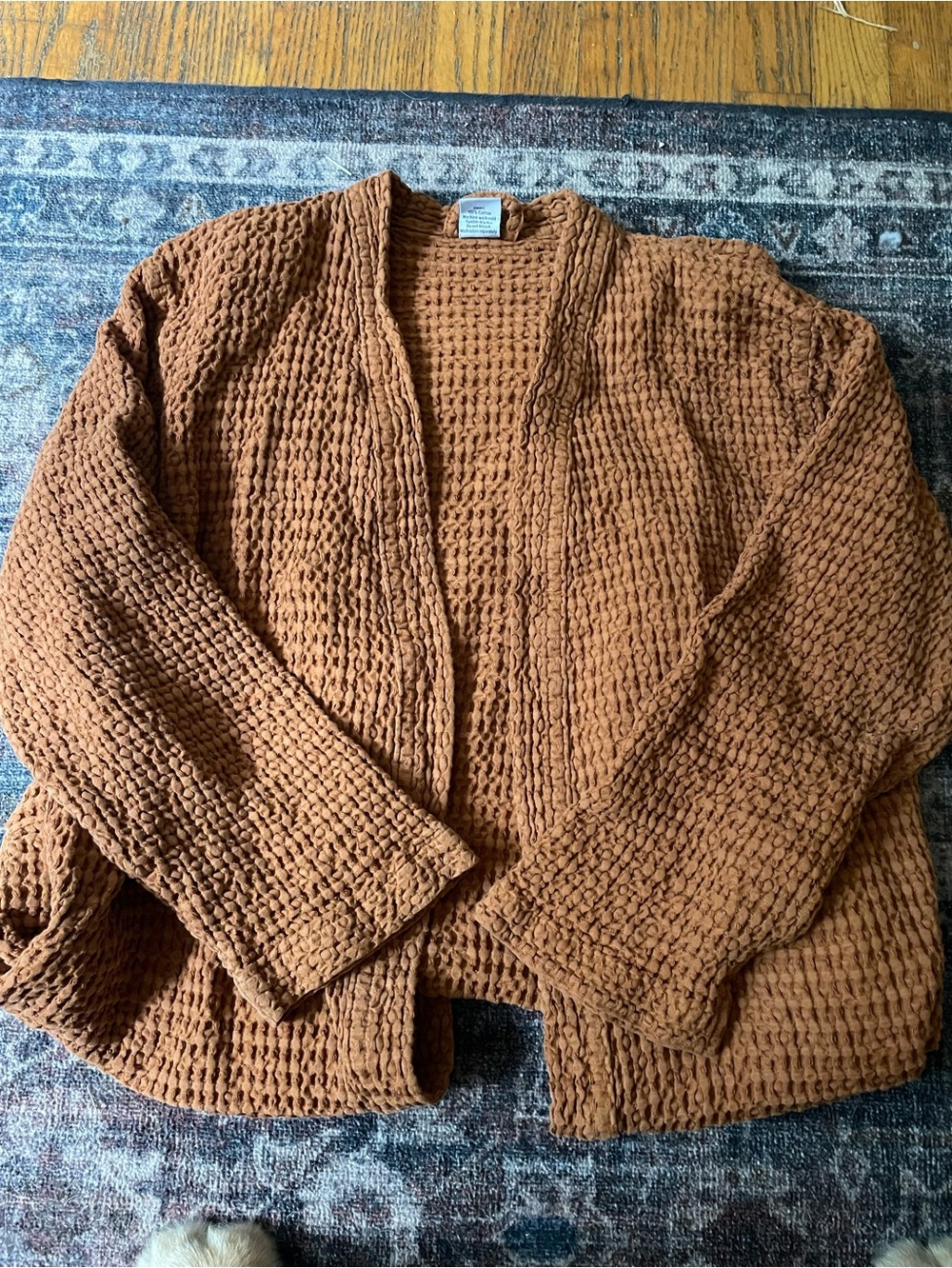 Hawkins New York simple waffle robe in terracotta